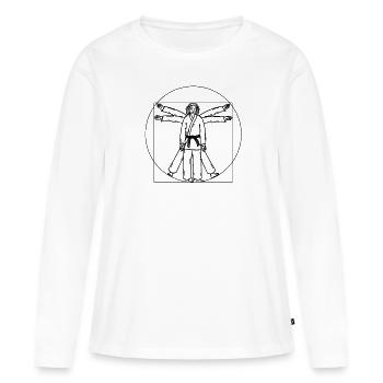 Judo - Judoka - Da Vinci Kunst Judo Judoka - Frauen Premium Bio Langarmshirt - Weiß - Vorne - Julia (174cm)