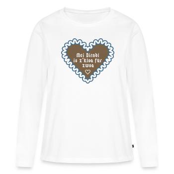 Mei Dirndl is z'kloa für zwoa - Bayern - Frauen Premium Bio Langarmshirt - Weiß - Vorne - Julia (174cm)