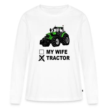 Tracteur - Remorqueur - Agriculteur - T-shirt manches longues Premium bio Femme - blanc - Devant - Julia (174cm)