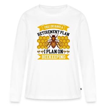 Apiculture Cours d’apiculture Association des apiculteurs Apiculteurs - T-shirt manches longues Premium bio Femme - blanc - Devant - Julia (174cm)