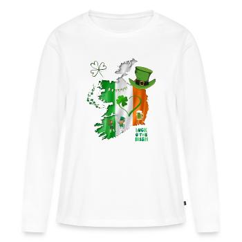 Irlande Patrie irlandaise Amour Cadeau Clover - T-shirt manches longues Premium bio Femme - blanc - Devant - Julia (174cm)