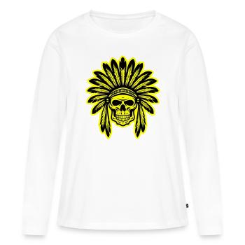 Crâne de chef indien apache - T-shirt manches longues Premium bio Femme - blanc - Devant - Julia (174cm)