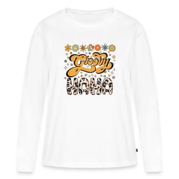 Maman florale mignonne, Groovy Mama, Fête des mères, Maman - T-shirt manches longues Premium bio Femme - blanc - Devant - Julia (174cm)