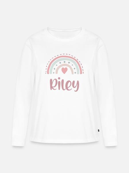 Riley Name Rainbow - Frauen Premium Bio Langarmshirt - Weiß