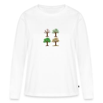 SAISON arbres - T-shirt manches longues Premium bio Femme - blanc - Devant - Julia (174cm)