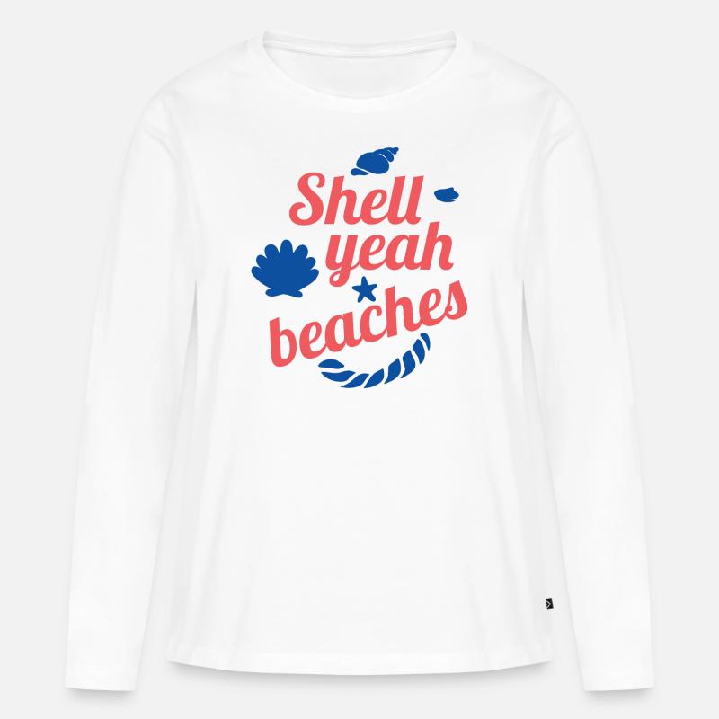 Shell yeah beaches - Frauen Premium Bio Langarmshirt - Weiß
