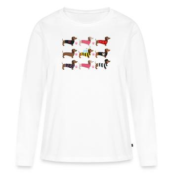 DACHSHUND COLORÉ - DACHSHUND COLORÉ - T-shirt manches longues Premium bio Femme - blanc - Devant - Julia (174cm)