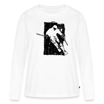 ski skifahrer grunge abfahrt - Frauen Premium Bio Langarmshirt - Weiß - Vorne - Julia (174cm)