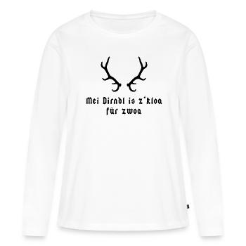 Mei Dirndl is z'kloa für zwoa - Bayern - Frauen Premium Bio Langarmshirt - Weiß - Vorne - Julia (174cm)