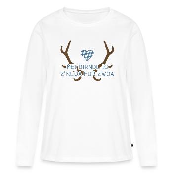 Mei Dirndl is z'kloa für zwoa - Bayern - Frauen Premium Bio Langarmshirt - Weiß - Vorne - Julia (174cm)