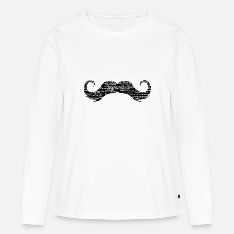 Schnurrbart - Frauen Premium Bio Langarmshirt - Weiß