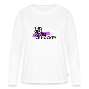 Cette fille aime le hockey sur glace - T-shirt manches longues Premium bio Femme - blanc - Devant - Julia (174cm)