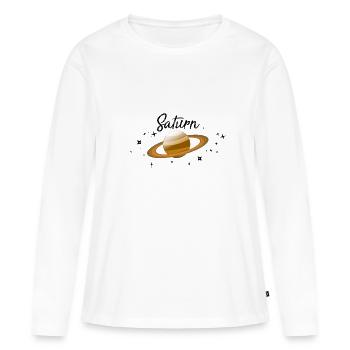 Saturne - T-shirt manches longues Premium bio Femme - blanc - Devant - Julia (174cm)