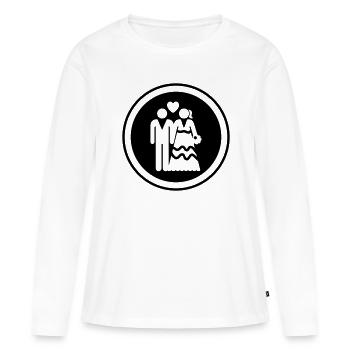 Couple Mariage Mariage Couple - T-shirt manches longues Premium bio Femme - blanc - Devant - Julia (174cm)