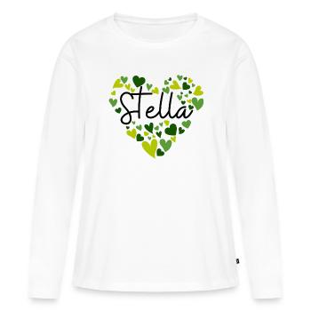 Ich liebe Stella Herzen in Grün - Frauen Premium Bio Langarmshirt - Weiß - Vorne - Julia (174cm)