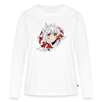 Anime Otaku Koi - T-shirt manches longues Premium bio Femme - blanc - Devant - Julia (174cm)