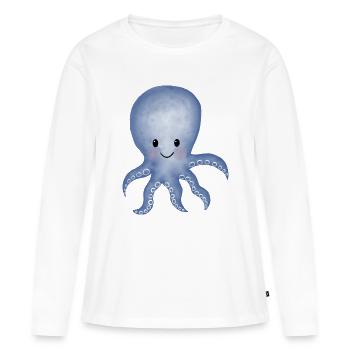Calmar poulpe - T-shirt manches longues Premium bio Femme - blanc - Devant - Julia (174cm)