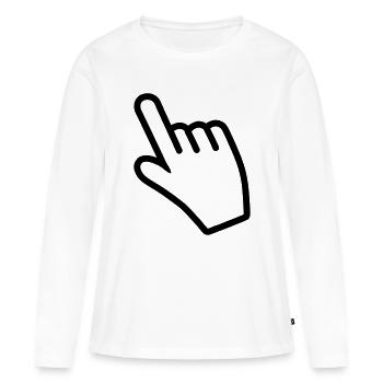 Hand pointing something with the index finger - Women's Premium Organic Long Sleeve Shirt - white - Front - Julia (174cm)