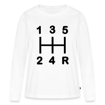 Fünfgang-Getriebe - Frauen Premium Bio Langarmshirt - Weiß - Vorne - Julia (174cm)