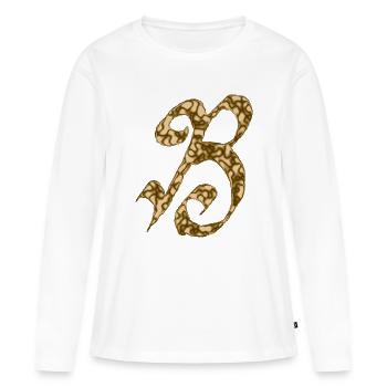 B / Initiale - T-shirt manches longues Premium bio Femme - blanc - Devant - Julia (174cm)