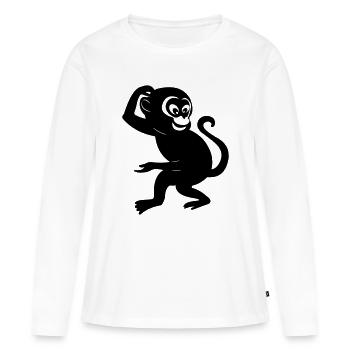 Figure d’ombre de singe - T-shirt manches longues Premium bio Femme - blanc - Devant - Julia (174cm)
