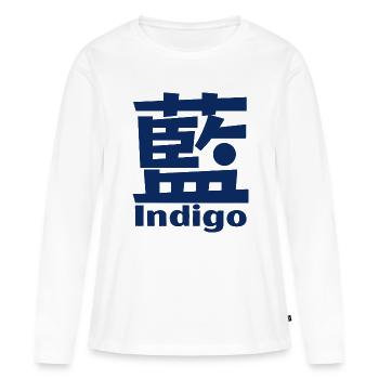Indigo - Japonais - Bleu - Kanji - Japon - T-shirt manches longues Premium bio Femme - blanc - Devant - Julia (174cm)