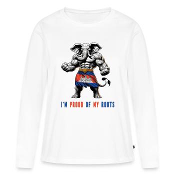 Je suis fier de mes itinéraires au Cambodge - T-shirt manches longues Premium bio Femme - blanc - Devant - Julia (174cm)
