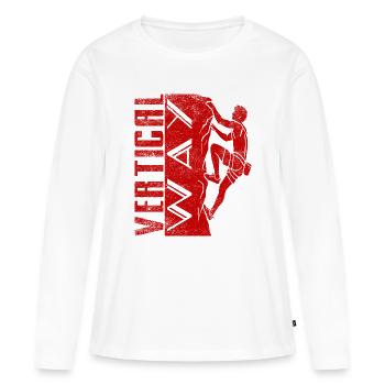 Voie Verticale Chico - T-shirt manches longues Premium bio Femme - blanc - Devant - Julia (174cm)
