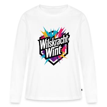 La volonté gagne : une motivation colorée - T-shirt manches longues Premium bio Femme - blanc - Devant - Julia (174cm)