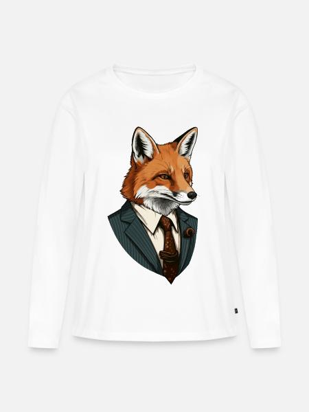 Fuchs im Anzug - Frauen Premium Bio Langarmshirt - Weiß