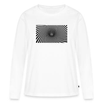 Hypnotische Schwarz-Weiß-Spirale - Frauen Premium Bio Langarmshirt - Weiß - Vorne - Julia (174cm)