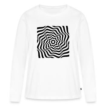 Hypnotisches schwarzes Spiralmuster - Frauen Premium Bio Langarmshirt - Weiß - Vorne - Julia (174cm)