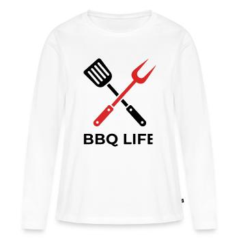 Outils BBQ Life - T-shirt manches longues Premium bio Femme - blanc - Devant - Julia (174cm)