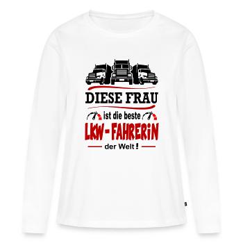 Beste LKW Fahrerin der Welt Lastkraftwagen Frau - Frauen Premium Bio Langarmshirt - Weiß - Vorne - Julia (174cm)
