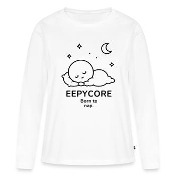 Eepycore – Né pour faire la sieste | Ambiance de sommeil douillet - T-shirt manches longues Premium bio Femme - blanc - Devant - Julia (174cm)