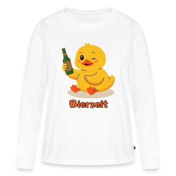 Ente Bierzeit - Frauen Premium Bio Langarmshirt - Weiß - Vorne - Julia (174cm)