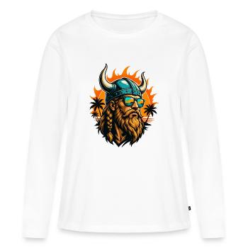 Viking sur la plage avec un coucher de soleil - T-shirt manches longues Premium bio Femme - blanc - Devant - Julia (174cm)