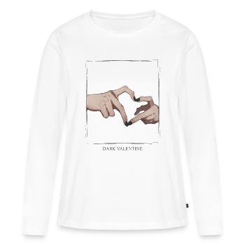 Mains du cœur de la Saint-Valentin Sombre - T-shirt manches longues Premium bio Femme - blanc - Devant - Julia (174cm)