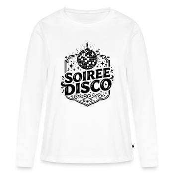 soirée disco  - T-shirt manches longues Premium bio Femme - blanc - Devant - Julia (174cm)