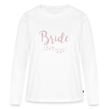 Mariée mariée rose JGA mariage - T-shirt manches longues Premium bio Femme - blanc - Devant - Julia (174cm)