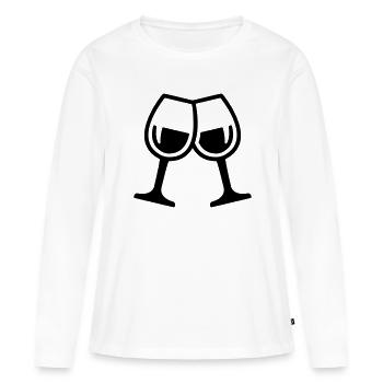 Verres à vin - T-shirt manches longues Premium bio Femme - blanc - Devant - Julia (174cm)