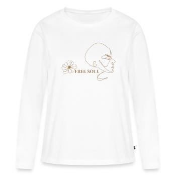 Âme libre - T-shirt manches longues Premium bio Femme - blanc - Devant - Julia (174cm)