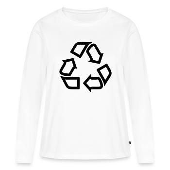 Symbole de recyclage - T-shirt manches longues Premium bio Femme - blanc - Devant - Julia (174cm)