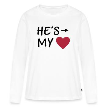 Er gehört zu mir. Ich liebe meinen Freund. Ehemann - Frauen Premium Bio Langarmshirt - Weiß - Vorne - Julia (174cm)