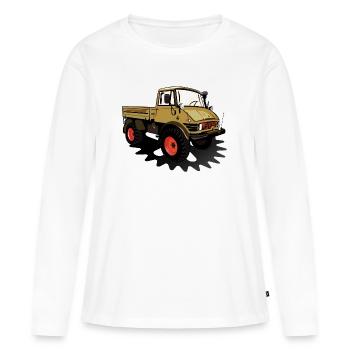 Unimog - Oldtimer - Offroad - Dispositif moteur universel - T-shirt manches longues Premium bio Femme - blanc - Devant - Julia (174cm)