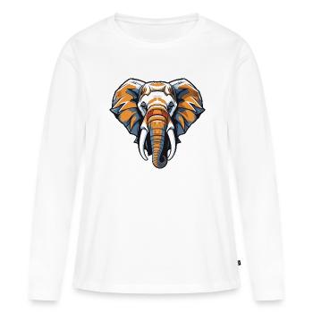 Elefant Kopf - Frauen Premium Bio Langarmshirt - Weiß - Vorne - Julia (174cm)