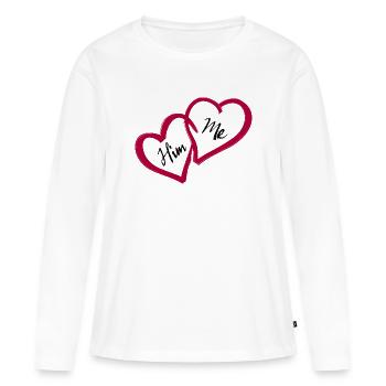 Linked hearts Him and me Valentine's day - Women's Premium Organic Long Sleeve Shirt - white - Front - Julia (174cm)