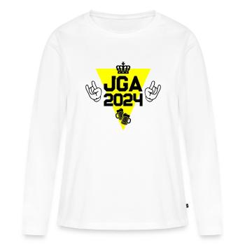 Enterrement de vie de garçon Enterrement de vie de garçon 2024 - T-shirt manches longues Premium bio Femme - blanc - Devant - Julia (174cm)