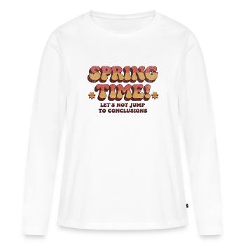 Printemps - T-shirt manches longues Premium bio Femme - blanc - Devant - Julia (174cm)