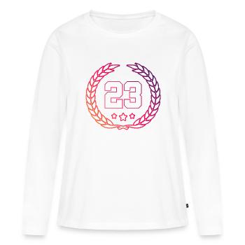 Couronne de 23 chiffres - T-shirt manches longues Premium bio Femme - blanc - Devant - Julia (174cm)